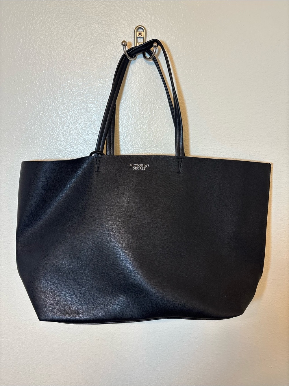 Victoria's Secret Black Leather-Look Large Tote